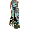 thumbnail image 2 of SMihono Été Boho Maxi Robe pour les Femmes Plus Size Femmes Casual Longue Robe avec Imprimé Floral Rayé Maxi Sans Manches Robe Plage Swing Sundress, 2 of 9