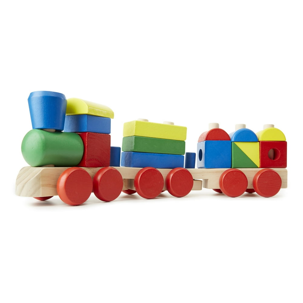 Melissa & Doug Stacking Train Classic Wooden Toddler Toy (18 pcs