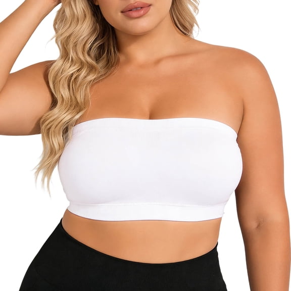Wang6 Womens Strapless Plus Size Convertible Bras Wireless Seamless Push up Minimizer Bras Full Coverage No Underwire Bralettes T Shirt Bra White XL