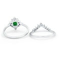 thumbnail image 3 of Art Deco Two Piece Ring Band Green Emerald CZ 925 Sterling Silver Size 4, 3 of 6