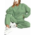 thumbnail image 1 of Conjunto Deportivo de Dos Piezas para Mujer: Sudadera y Pantalón Deportivo de Cuello Redondo Liso y Holgado, Conjunto de Jersey para Estar en Casa. Verde L, 1 of 5