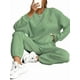 thumbnail image 1 of Conjunto Deportivo de Dos Piezas para Mujer: Sudadera y Pantalón Deportivo de Cuello Redondo Liso y Holgado, Conjunto de Jersey para Estar en Casa. Verde S, 1 of 5