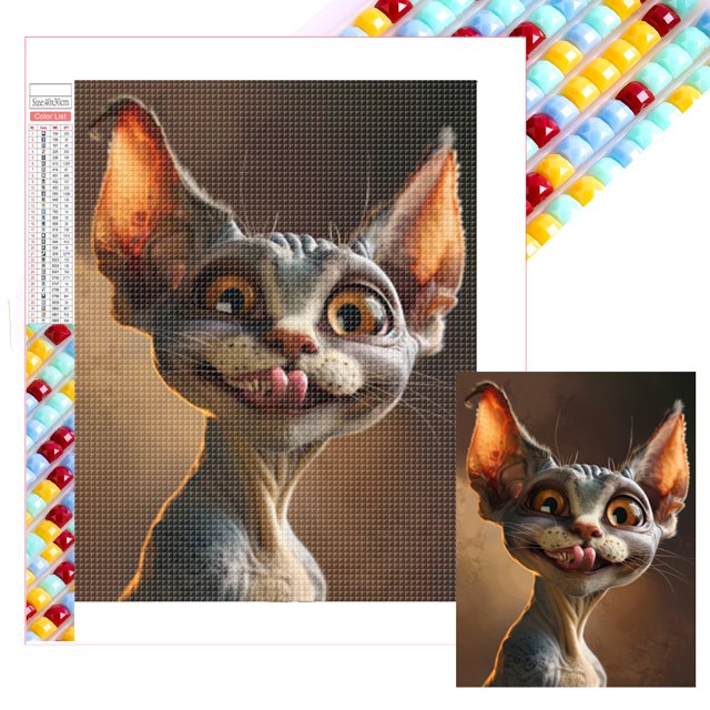 Con Cuentas Cuadradas 5D DIY Kit Gato Dibujos Animados Del 35x45cm
