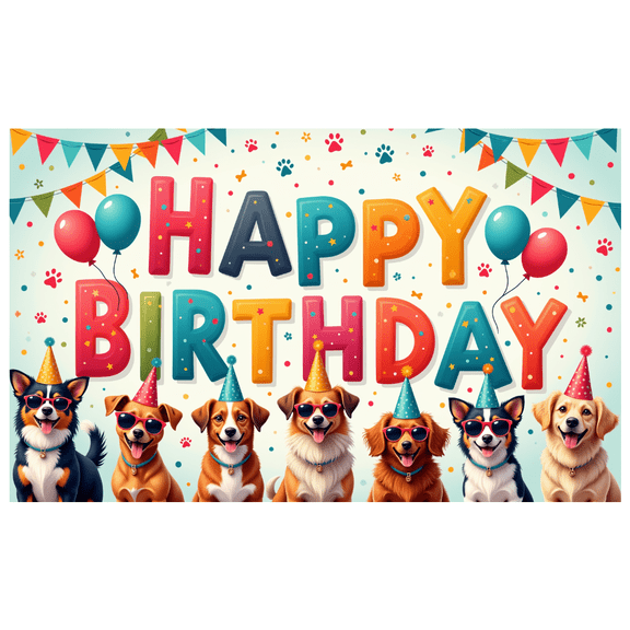 Colorful Theme Banner Dog Celebration Polyester Material for Kids Party Indoor Decoration Photo Shoot