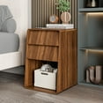 thumbnail image 2 of Nightstand Set of 2 Curved Slope Modern 2 Drawer Dresser Open Shelf End Table Bedside Furniture Bedside Table for Bedroom or Living Room-Walnut, 2 of 11