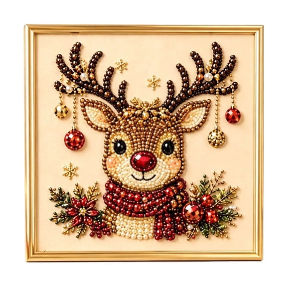 DIY Christmas Pearl Diamond Art Painting Kit with Frame – Relaxing Craft Set for Beginners, Festive Holiday Home Decor,8x8inch