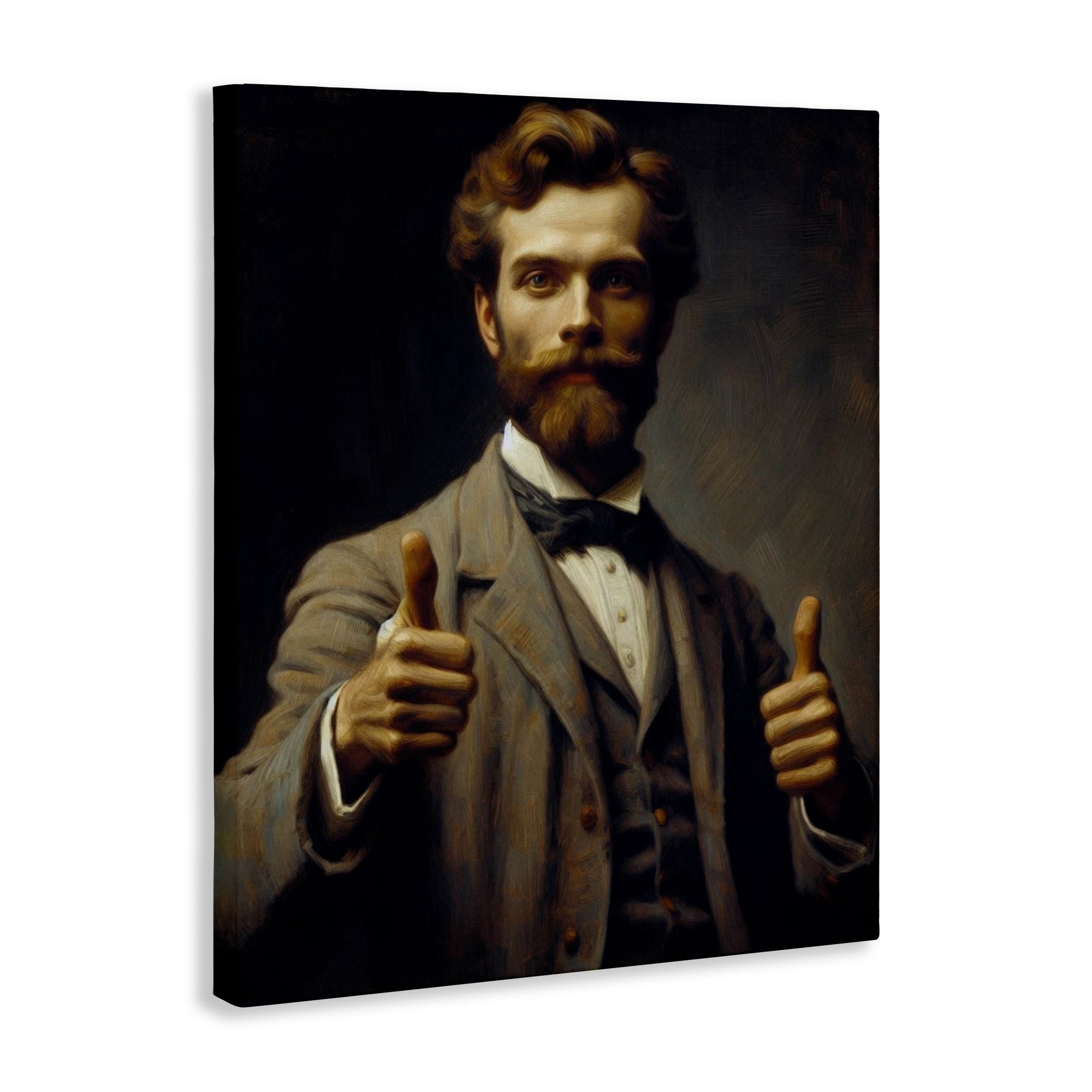 Funny Thumbs Up Gentleman Canvas Wall Art, design by Lettered and Lined
