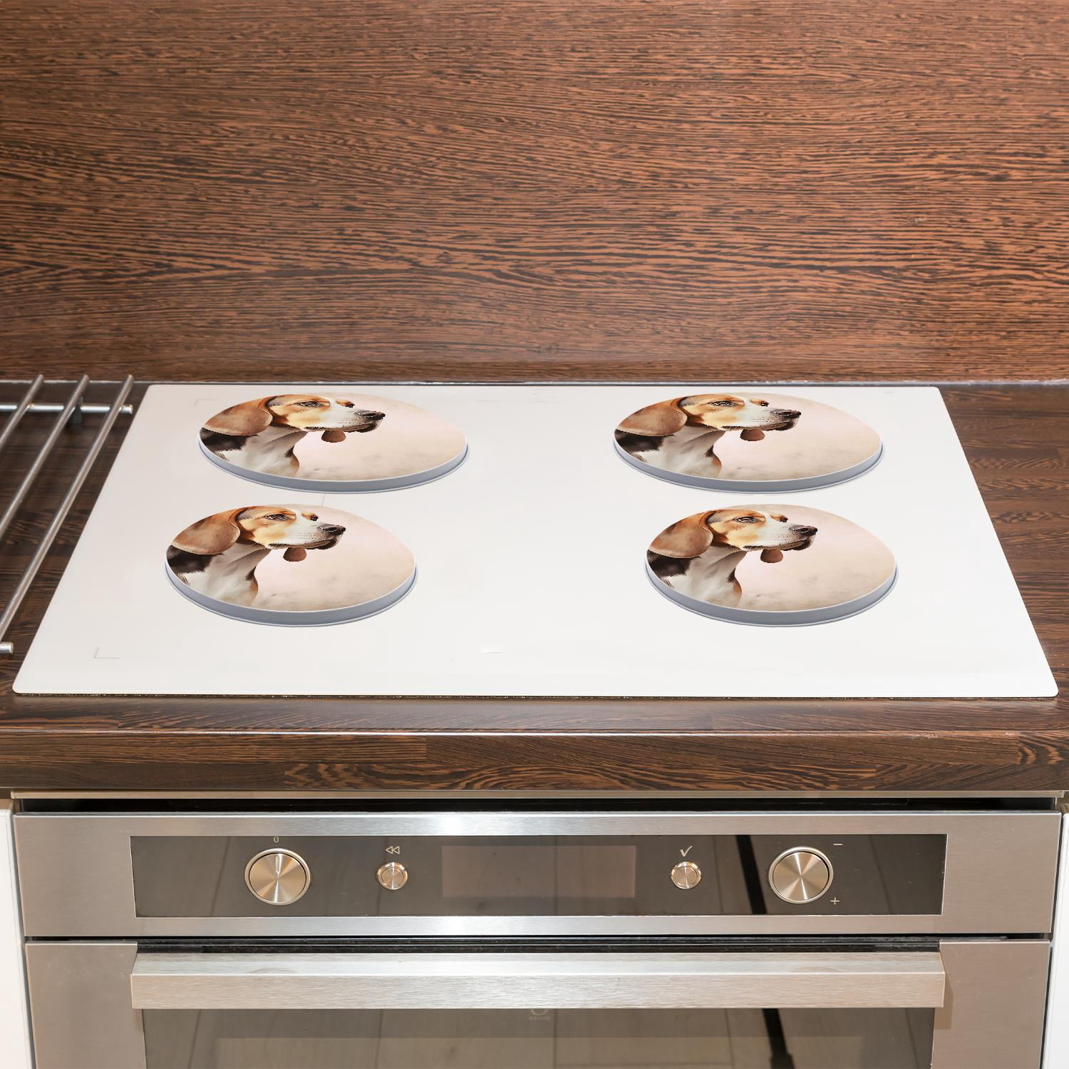 Decorative Stove Burner Covers 4 Pcs Metal Round Stove Burner Covers 8Inch And 10Inch for Home Decor Cooktop Decorative ,Beagle Dog Vintage Beautiful Design