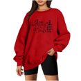 thumbnail image 1 of Leapfrogs Hauts pour Femmes en Liquidation, Joyeux Noël, Col Rond, Imprimé Uni, Manches Longues,/chemise/rouge,(m), 1 of 4