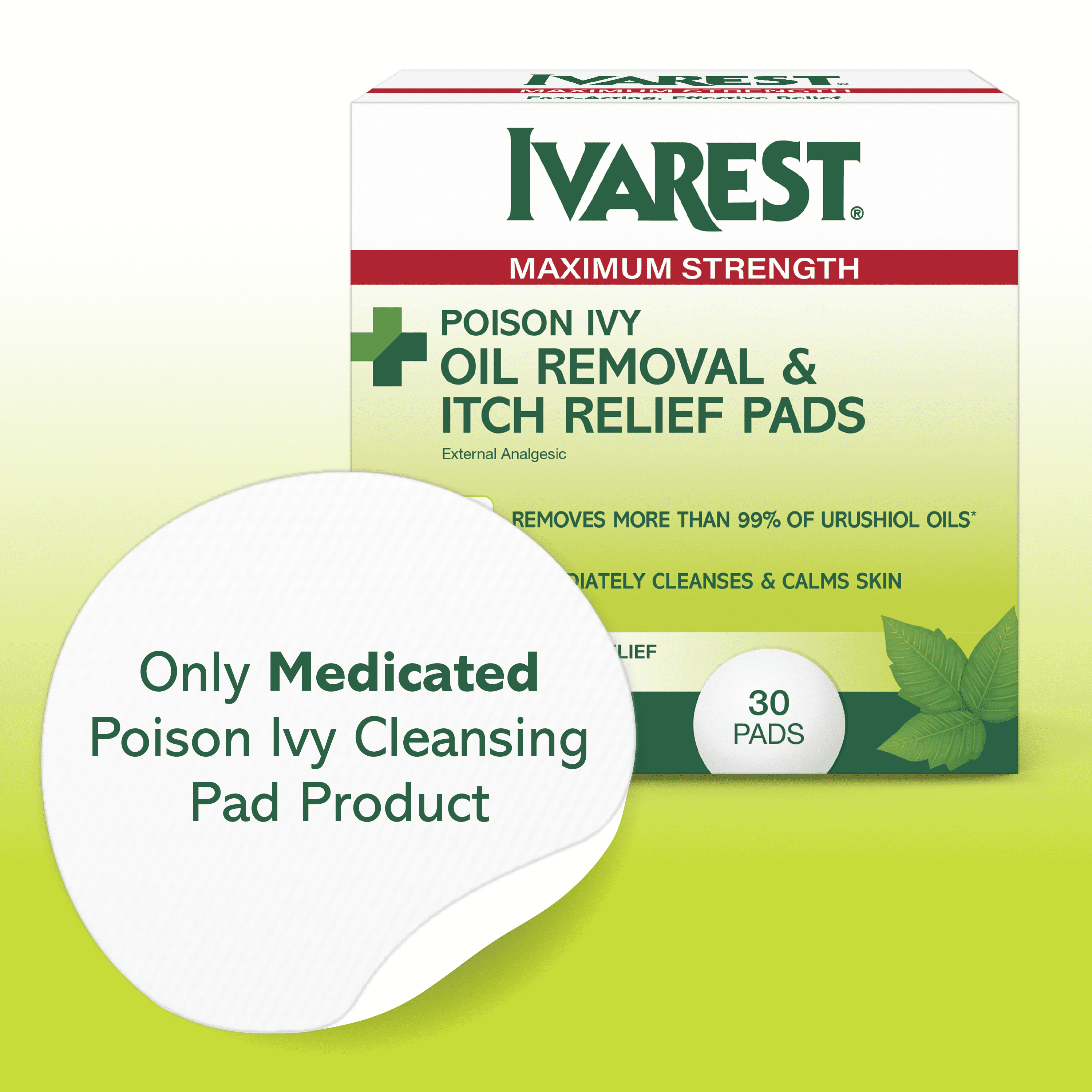 (2 pack) Ivarest Poison Ivy Oil Removal & Itch Relief Pads Max Strength Medicated, 30 Pads