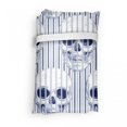 thumbnail image 4 of Skull Fabric Shopping Tote, Skulls and Geometric Shapes with Vertical Stripes Optical Effects Illustration, Portable and Foldable Bag to Keep in Pocket Bag Purse & Car, Navy Blue White, by Ambesonne, 4 of 4