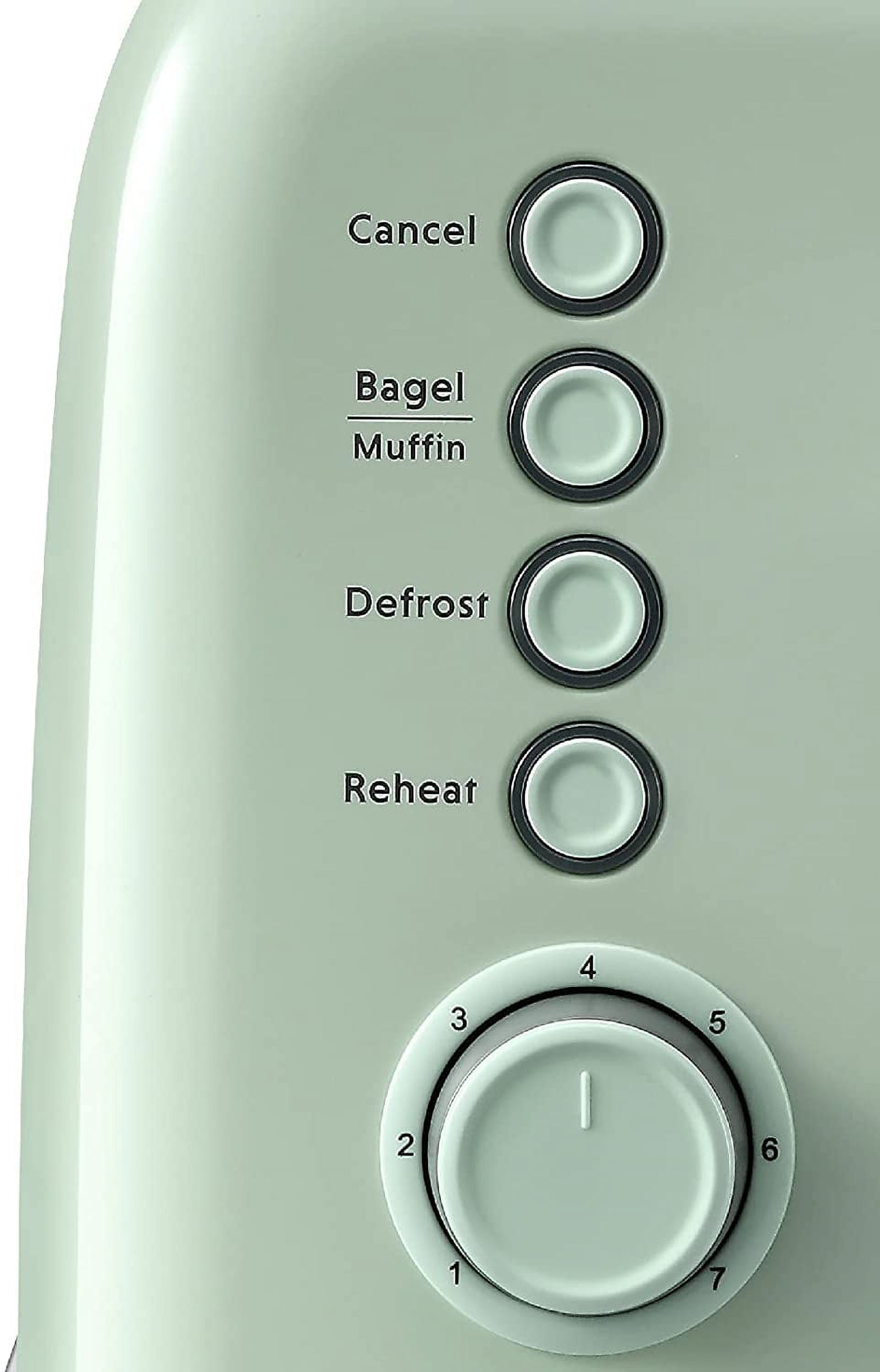 DT620 2-Slice Toaster, Extra Wide Slots, Retro Stainless Steel with High Lift Lever, Bagel and Muffin Function, Removal Crumb Tray, 7-Shade Settings,Cozy Greenish
