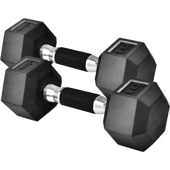 Yes4All Rubber - Hex Dumbbell - 10lbs - Pair
