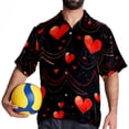 thumbnail image 4 of Valentine's Day Love ECG Men's Spread Collar Tops, Casual Button Down Shirts for Summer Beach, Printed Short Sleeve Shirts - Unisex, 4 of 6