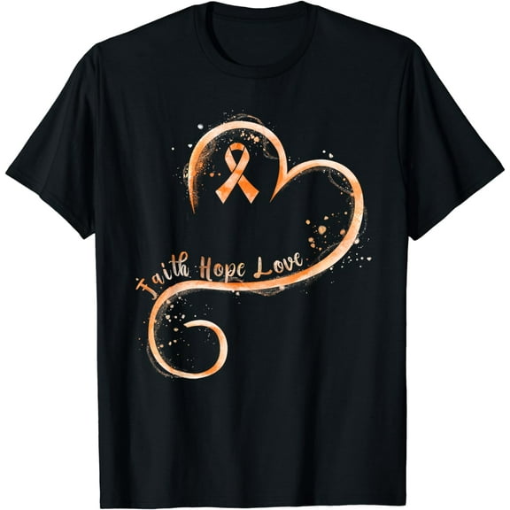 Faith Hope Love Orange Ribbon Leukemia Awareness T-Shirt