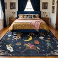 thumbnail image 2 of 6x9 Sun and Moon Celestial Cottagecore Area Rug, Vintage Boho Washable Low Pile Non-Slip Tapestry Rug for Living Room Bedroom, Navy Blue, 2 of 5