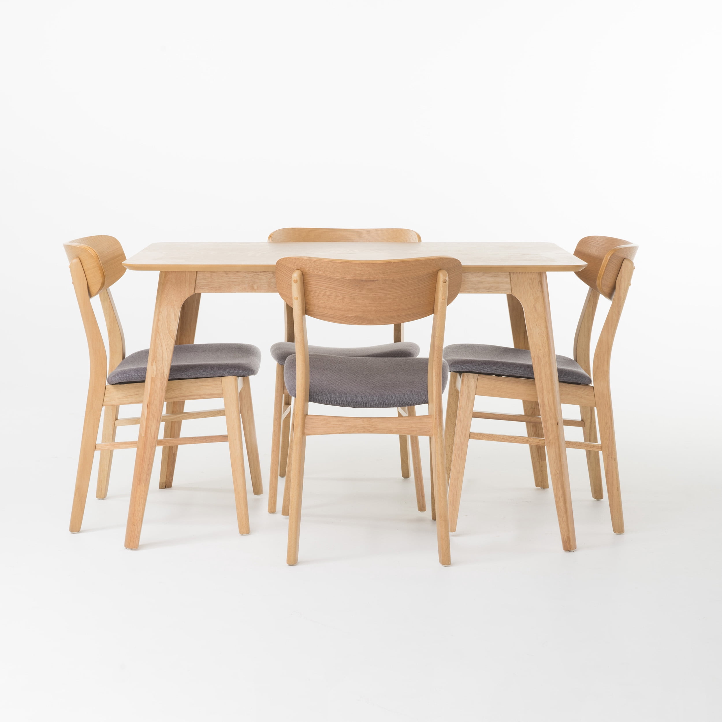 Noble House Harper Mid-Century Modern 5 Piece Dining Set, Dark Gray and Natural Oak