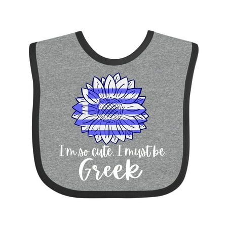 

Inktastic I m So Cute I Must Be Greek Sunflower Greece Flag Boys or Girls Baby Bib