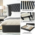 thumbnail image 6 of Luxurious Upholstered Wingback Storage Platform Bed with 60 inch High Headboard, Premium Linen, Dual Storage Drawers, and Sprung Slats-KING INK BLUE, 6 of 12