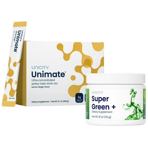 Unicity Duo Tea – Unimate Ginger Lemon Flavor (30 Packets) and Unicity Super Green  45g