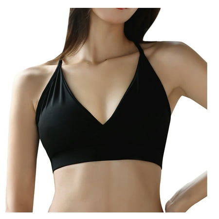 

Women s Pure Color Sexy Sports Bra Deep V Tight High Elastic Yoga Sports Underwear