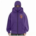 thumbnail image 4 of zaveiop Balaclava Zip up Hoodie Double Hooded Y2K Streetwear Oversized Windproof Sweatshirt with Warm Mask for Women (Purple, XL), 4 of 4