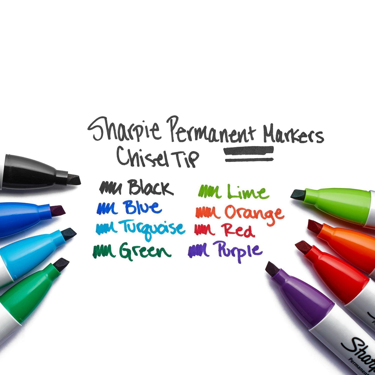 Sharpie Permanent Markers, Chisel Tip, Black, 4 Count