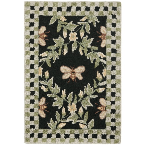 SAFAVIEH Chelsea Lara Floral Wool Runner Rug, Black, 2'6" x 10'