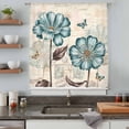 thumbnail image 4 of Blue Tulip Semi Sheer Curtains Drapes for Living Room,Bedroom,French Doors Window 84 Inches Long,Vintage Flowers Leaves Butterfly Botanical Rod Pocket Chiffon Curtain Drapery Voile Draperies Panel, 4 of 8