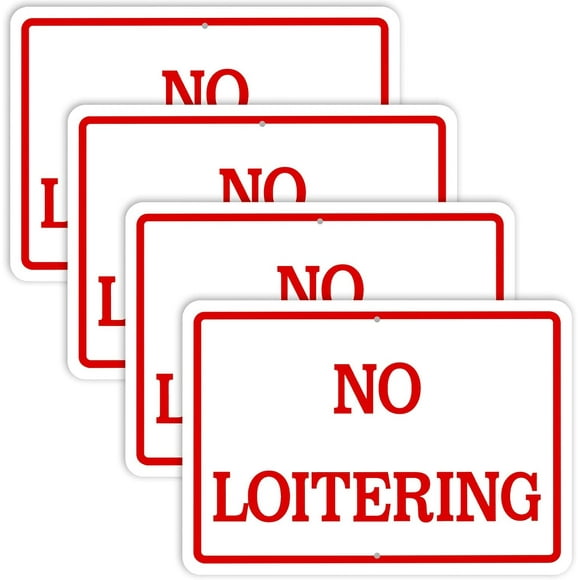 GHSDFBB 4 Pack No Loitering Sign Aluminum Reflective Sign 7x10 Inch No Loitering Signs for Business Weatherproof No Loitering Road Signs Metal Warning Signs for Walls, Fences, Poles