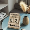 thumbnail image 6 of Calendar Wooden Vintage Wood Block Calendar for Home Office Desk Accessories Week Month Date Display, 6 of 7