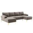 thumbnail image 2 of 110" Oversized U-Shaped Sofa, Modern Sectional Sofa with Soft Padded Seat, 4 Seat Modular Sofa Couches with 2 Chaise Lounges & Golden Metal Legs, 800lbs Capacity, for Living Room, Gray, 2 of 7