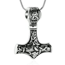 Mjolnir Thors Hammer Urn Necklace for Ashes for Men Celtic Nordic Viking Cremation Jewelry for Women Keepsake Memorial Ashes Pendant