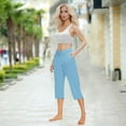 thumbnail image 5 of Mohiass V Crossover Capris for Women Dressy Casual Stretch Lightweight Capri Elastic High Waist Lounge Pants 2025 Summer Light Blue M, 5 of 7