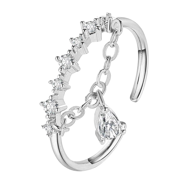 Fiudx Collar Elegante, Anillo para Dama con Colgante de Diamante, Joyería de Moda de Aleación, Diseño de Color Versátiles, Ideal para Ocasiones Especiales, Ideal para El Día a Día, Regal de Estilo Fe