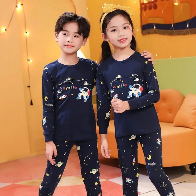 Pijamas de manga larga para niños y niñas, ropa de dormir de algodón para bebés, conjuntos de ropa de Navidad, novedad de 2023