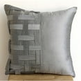 thumbnail image 2 of Funda de almohada gris plateada, 30 x 30 cm (12 x 12 pulgadas), cuadrada, de seda artística, con tejido de canasta y pliegues, moderna, lisa - Ladrillos plateados grises, 2 of 6
