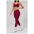 thumbnail image 3 of PISONIC Women Workout Sets Color Block Twist Back Layered Sports Bra Twist Waist Leggings Gym Yoga Outfits, 3 of 6