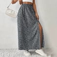 thumbnail image 6 of Lenago Skirts for Women Casual Summer Side Slit Print Elastic Waist Skirt Mid Cool Dress, 6 of 7