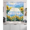 thumbnail image 2 of Sunflower Summer Kitchen Curtains Swag Valance and Tier Curtains Set 36 Inch Length, Spring Field Vintage Botanical Flowers Rod Pocket Drape Panels Pair Swag Curtain for Bathroom/Cafe/Window, 2 of 6