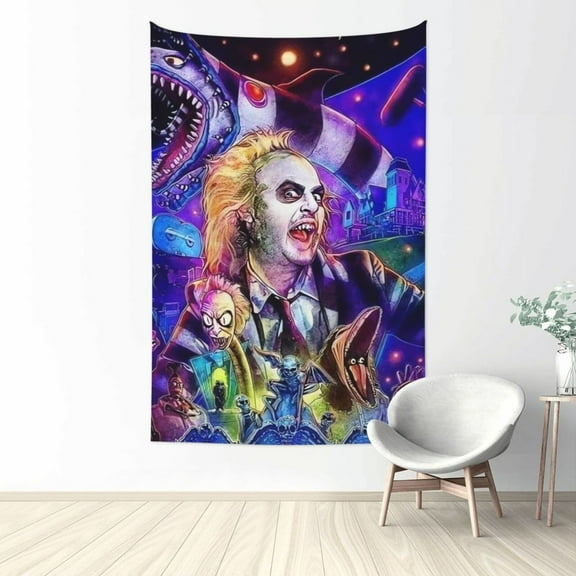 Beetlejuice Tapestry Wall Hanging Home Decoration Wall Blanket Dormitory Living Room Bedroom Backdrop Poster( 60x40inch)