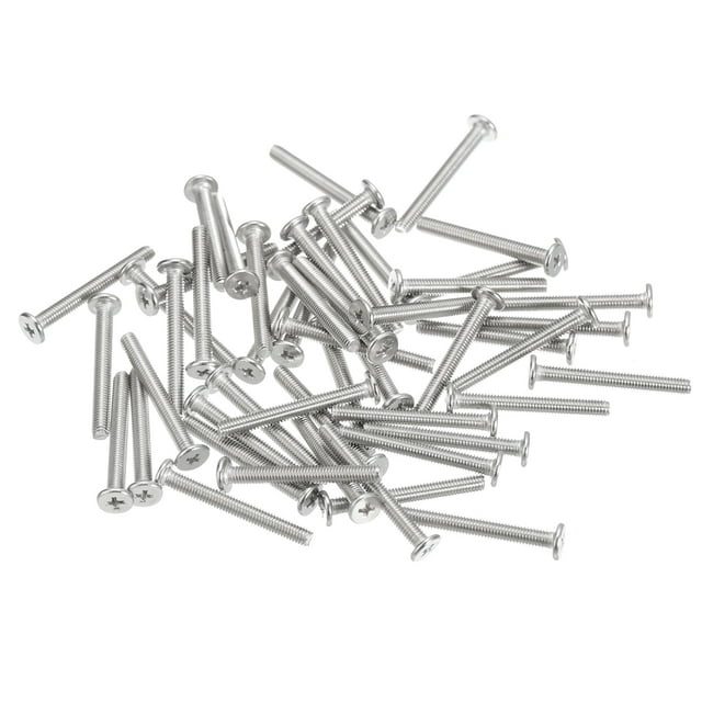 Unique Bargains M3x0.5x25mm 50Pack Metal Flat Round Head Screws Phillips Drive Machine Bolt