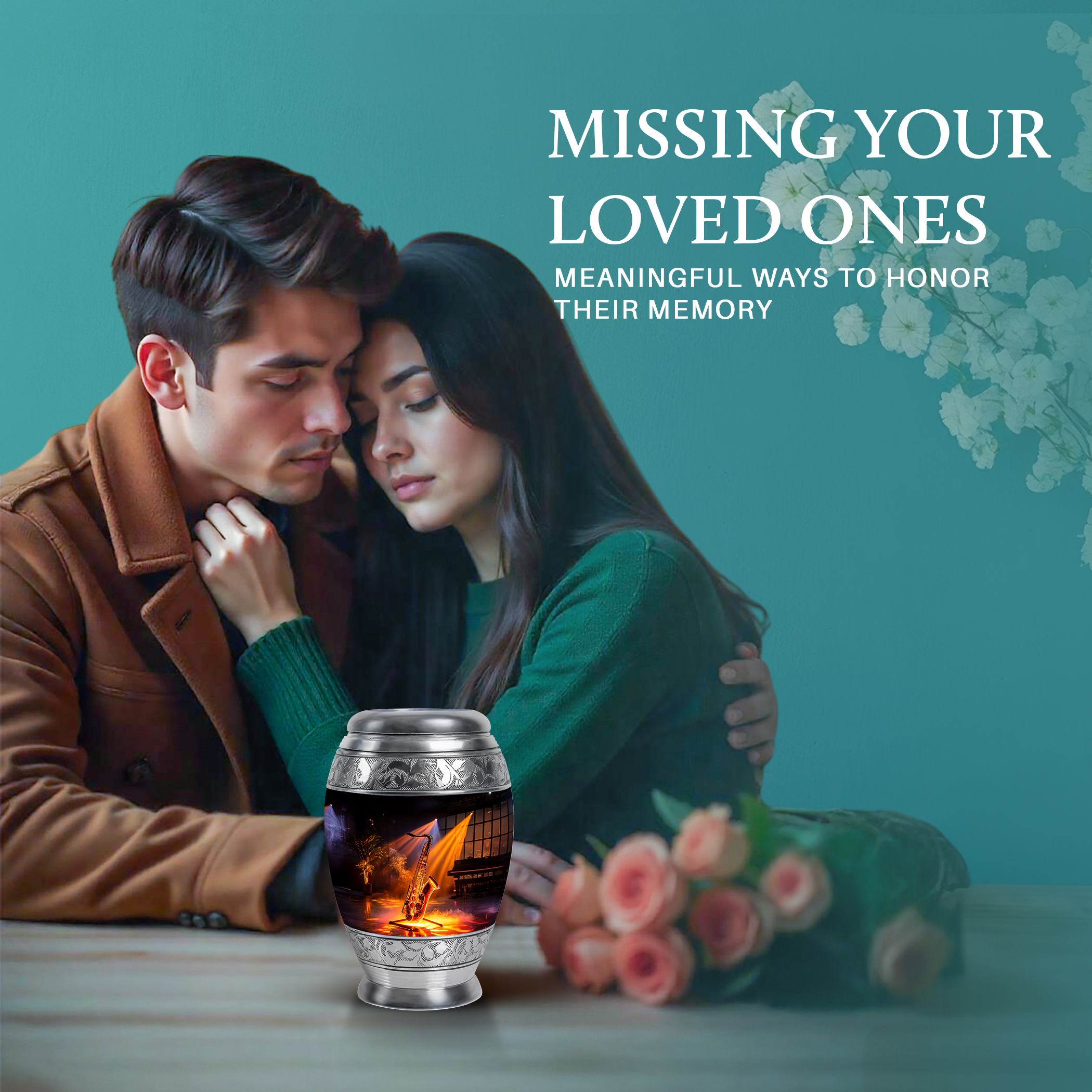 SABURIAL Saxophone Funeral Urn Adult Ash Man & Women - Small Urns For Human Ashes - 3 Inch - Pack Of 1 - Ash Burials For Human Ashes - Keepsake Urns For Adult - Unique Urn