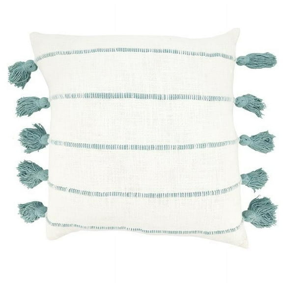 18 in. Tassel Fantasy Stripe Down Filled Throw Pillow, Mint