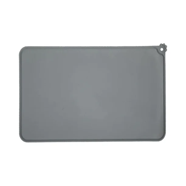 Alfombrilla de silicona para alimentación de mascotas, alfombrilla impermeable para cuencos para perros y gatos, bordes elevados, alfombrillas antideslizantes para bandejas, color gris