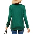 thumbnail image 4 of MOMOFEEL Womens Long Sleeve Shirts Casual V Neck Tunic Tops Loose Pullover Blouses For Spring or Summer (M9006 Dark Green S), 4 of 6