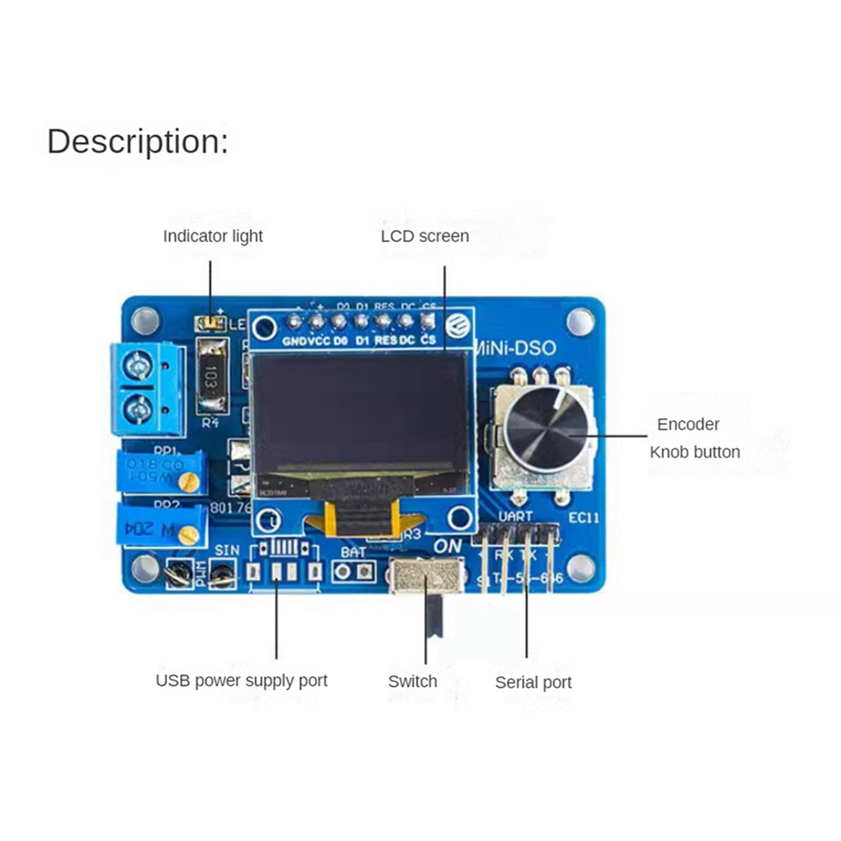 2X Mini DOS LCD Oscilloscope Kit STC8K8A Single Chip Microcomputer Electronic Soldering Practice Loose Without Shell,2 x Mini DOS LCD Oscilloscope DIY Kit,Blue