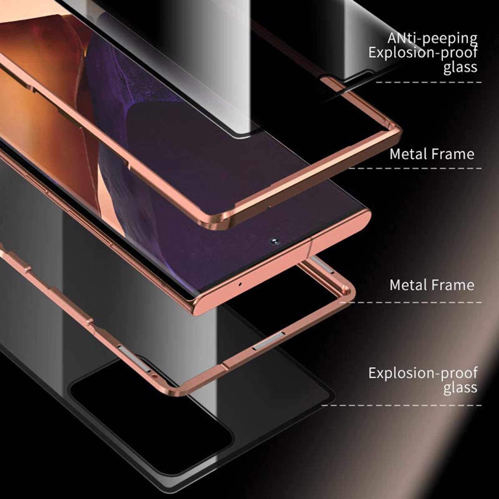 Boîtier magnétique en métal compatible avec Samsung Galaxy S22 Ultra,  couvercle en verre trempé double face
