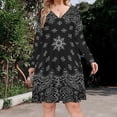 thumbnail image 2 of Paisley Pattern Long Sleeve Dresses For Women Vintage Elegant Party Dress Oversized V-neck Dress S-8XL, 2 of 7