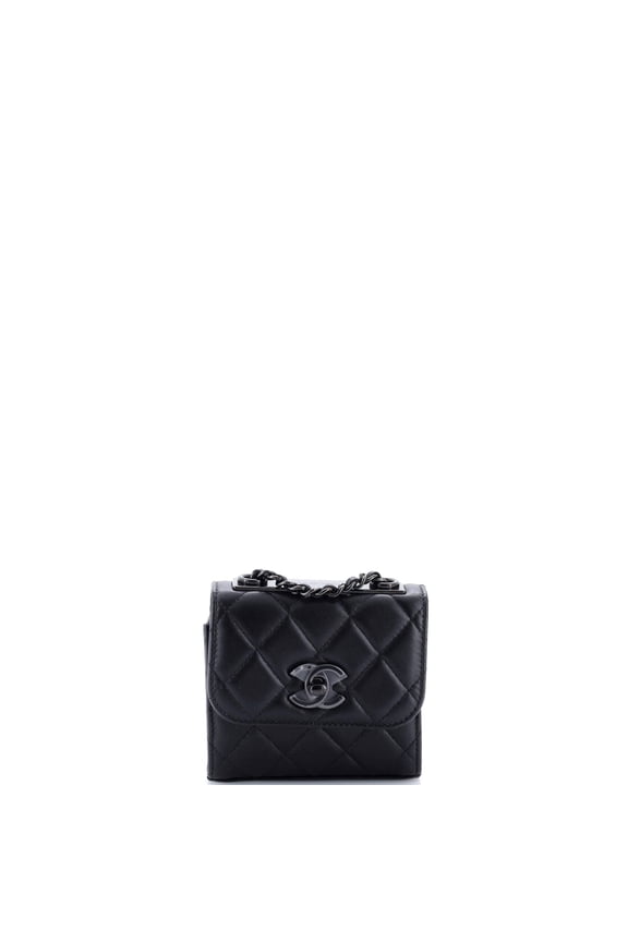 Pre-Owned So Black Trendy CC Clutch with Chain Quilted Lambskin Small By Rebag